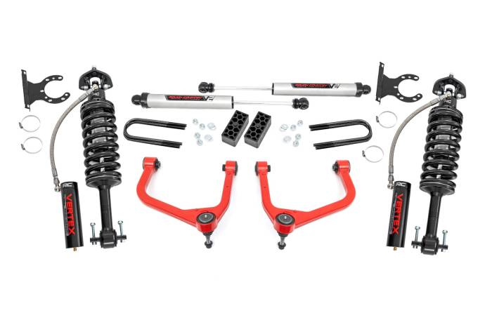Rough Country - 3.5 Inch Lift Kit Vertex/V2 Rear Mono Leaf Red Chevy Silverado 1500 (25-26) Rough Country