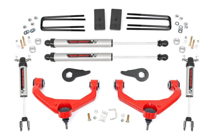 Rough Country - 3.5 Inch Lift Kit V2 Red Silverado/Sierra 2500HD/3500HD (11-19) Rough Country