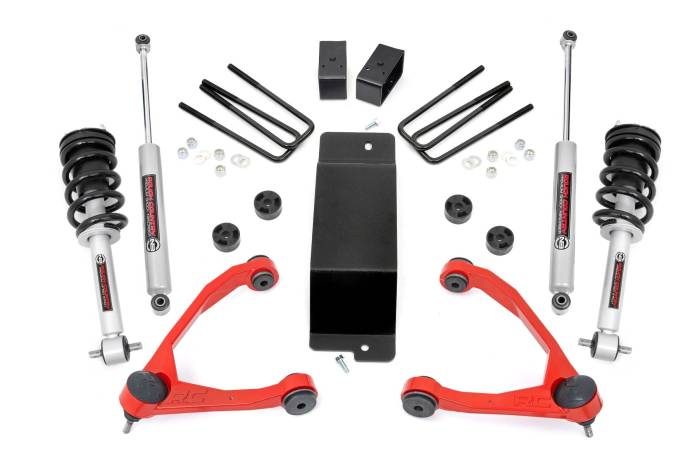 Rough Country - 3.5 Inch Lift Kit UCA N3 Struts Red Silverado/Sierra 1500 (07-13) Rough Country