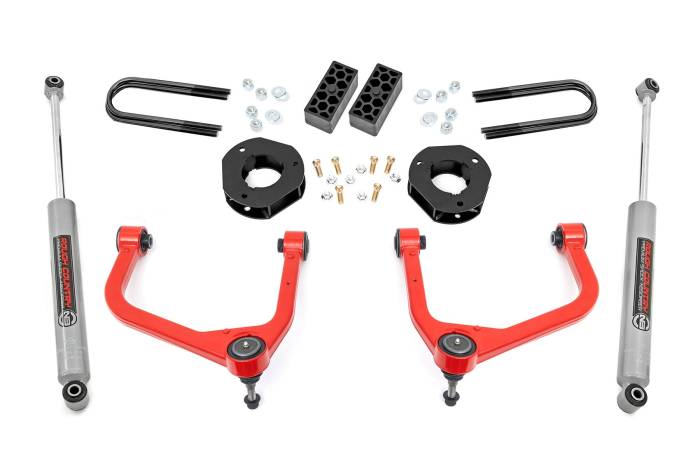 Rough Country - 3.5 Inch Lift Kit Rear Mono Leaf Red Chevy Silverado 1500 2WD/4WD (2022-2024) Rough Country