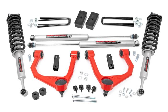 Rough Country - 3.5 Inch Lift Kit N3 Struts Red Toyota Tundra 2WD/4WD (2007-2021) Rough Country
