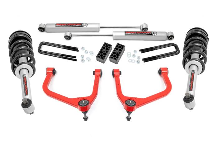 Rough Country - 3.5 Inch Lift Kit N3 Struts Red GMC Sierra 1500 2WD/4WD (2019-2025) Rough Country