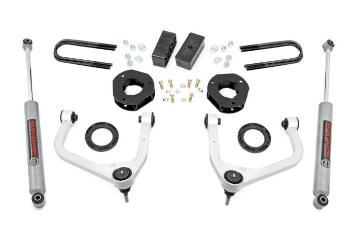 Rough Country - 3.5 Inch Lift Kit Mono Leaf Rear GMC Sierra 1500 2WD/4WD (2019-2024) Rough Country