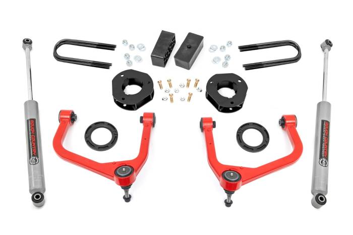 Rough Country - 3.5 Inch Lift Kit Mono Leaf Rear Red GMC Sierra 1500 2WD/4WD (2019-2024) Rough Country