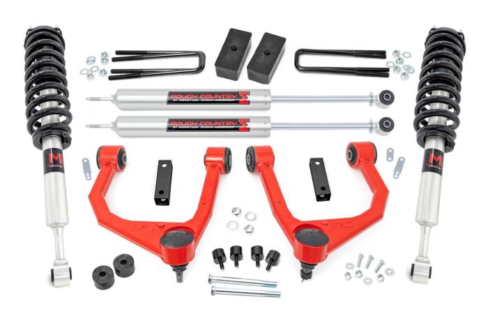 Rough Country - 3.5 Inch Lift Kit M1 Struts/M1 Red Toyota Tundra 2WD/4WD (2007-2021) Rough Country