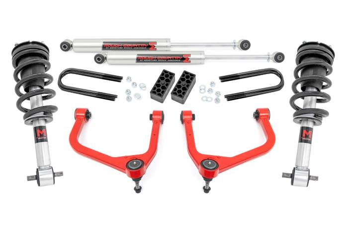 Rough Country - 3.5 Inch Lift Kit M1 Struts/M1 Red Chevy Silverado 1500 2WD/4WD (2025-2026) Rough Country