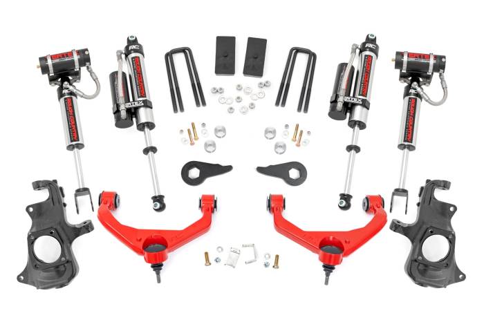 Rough Country - 3.5 Inch Lift Kit Knuckle Vertex w/ Overloads Red Silverado/Sierra 2500HD/3500HD (11-19) Rough Country