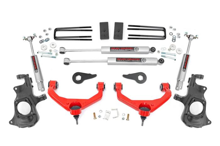 Rough Country - 3.5 Inch Lift Kit Knuckle Red Silverado/Sierra 2500HD/3500HD (11-19) Rough Country