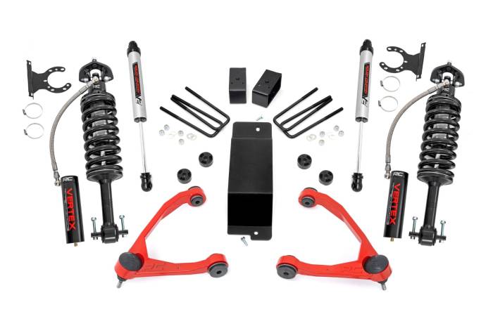Rough Country - 3.5 Inch Lift Kit Forged UCA Vertex/V2 Red Silverado/Sierra 1500 (07-16) Rough Country
