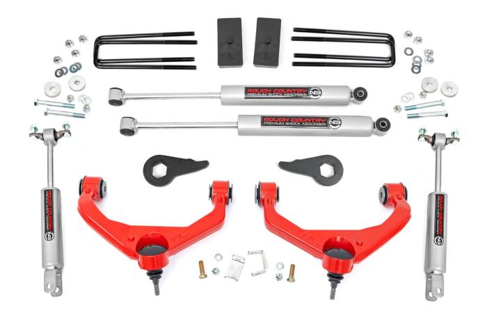 Rough Country - 3.5 Inch Lift Kit Red Silverado/Sierra 2500HD/3500HD 2WD/4WD (11-19) Rough Country