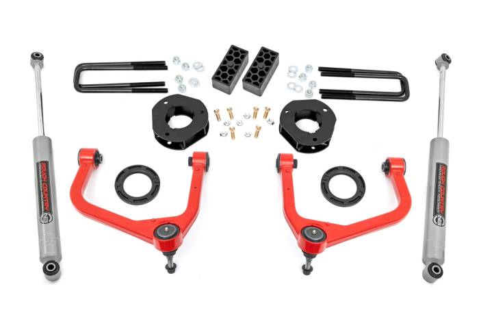 Rough Country - 3.5 Inch Lift Kit Red Chevy Silverado 1500 2WD/4WD (2019-2024) Rough Country