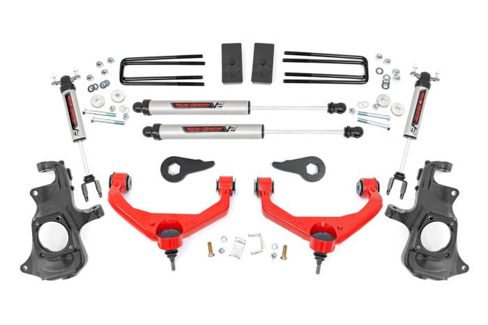 Rough Country - 3.5 Inch Knuckle Lift Kit V2 w/ Overloads Red Silverado/Sierra 2500HD/3500HD (11-19) Rough Country