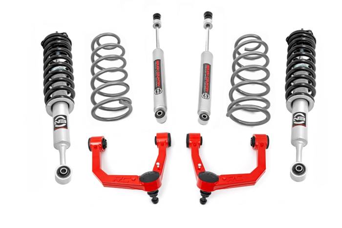 Rough Country - 3 Inch Lift Kit Upper Control Arms RR Coils N3 Struts Red Toyota 4Runner (10-24) Rough Country