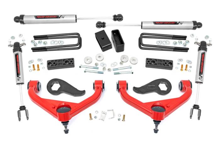 Rough Country - 3 Inch Lift Kit UCAs V2 Sierra/Red Silverado 3500 HD (20-26) Rough Country