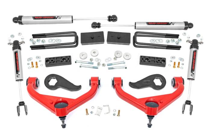Rough Country - 3 Inch Lift Kit UCAs V2 Red Silverado/Sierra 2500HD/3500HD (20-26) Rough Country