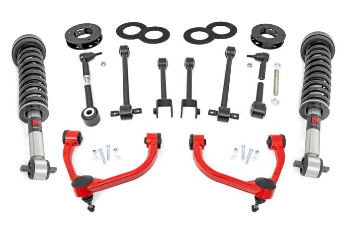 Rough Country - 3 Inch Lift Kit UCA M1 Struts Red Ford Expedition 4WD (2018-2024) Rough Country