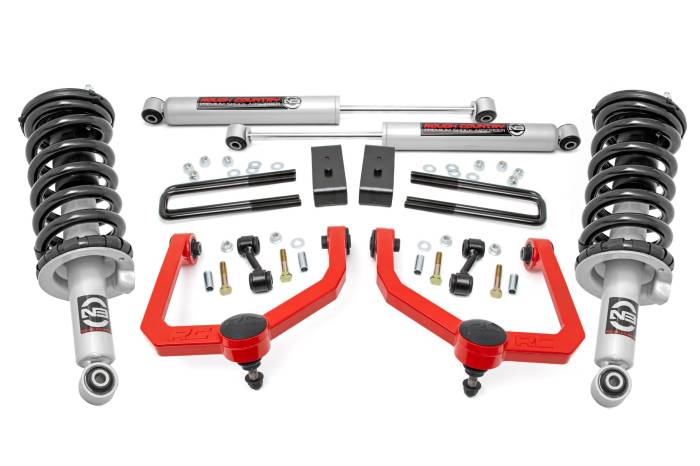 Rough Country - 3 Inch Lift Kit N3 Struts & Shocks Red Nissan Titan 2WD/4WD (2004-2024) Rough Country