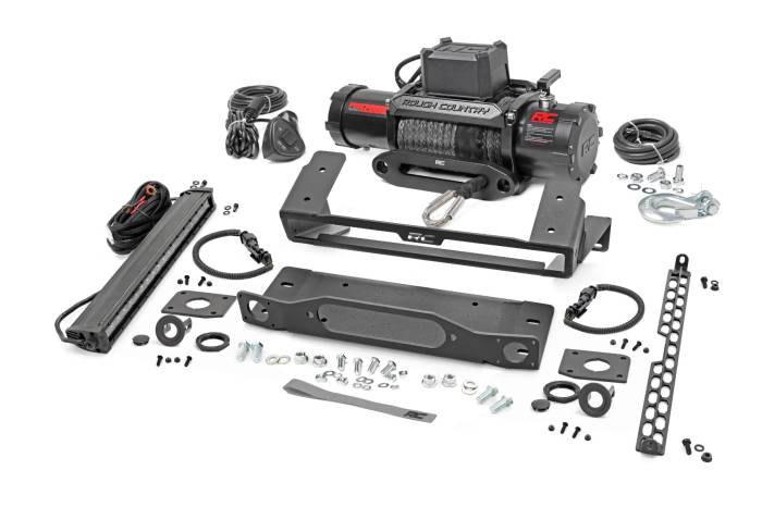 Rough Country - High Winch Mount All Models 12000S 20 Inch Black Single Row LED Amber DRL Ford Bronco (21-25) Rough Country