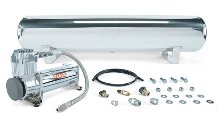 Air Lift - Air Lift 4 Gal. Polished Tank w/ Viair 444c Chrome Compressor (Incl. Fittings & Mounting Hardware) - 27802