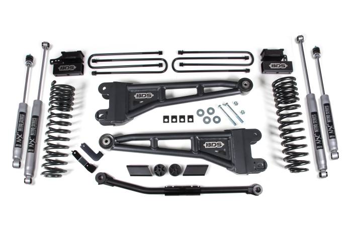 BDS Suspension - BDS Suspension Level out and take your Ford F450 Super Duty diesel or gas powered truck with this 2.5-inch radius arm lift kit from BDS Suspension. Designed to improve stance, performance, and capability, this kit includes everything necessary to set y