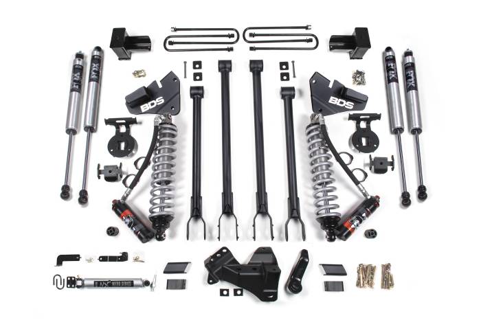 BDS Suspension - BDS Suspension Maximize the capability of your dual rear wheel Ford F350 Super Duty diesel powered truck with this 4-inch lift kit with 4-Link and FOX 2.5 Performance Elite Coil-over conversion from BDS Suspension. Designed to improve stance, performan