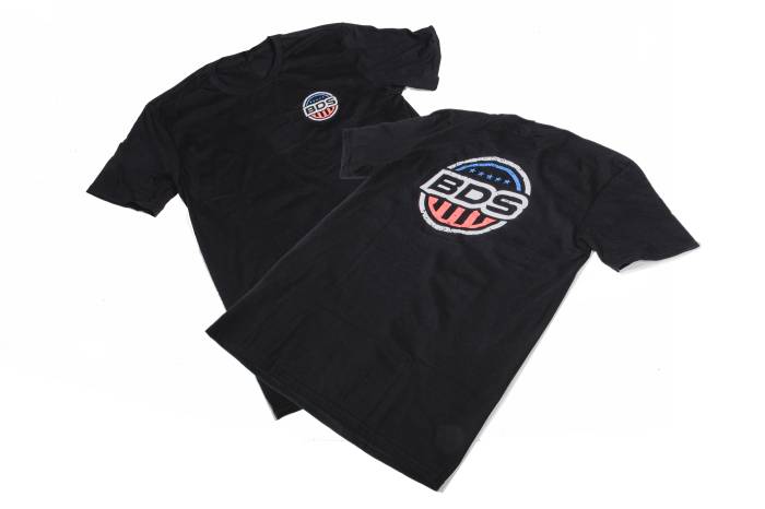 BDS Suspension - BDS Suspension These USA-proud 4.3oz premium quality 100% cotton pre-shrunk black t-shirts are available in sizes Small to 4XL with BDS logo in red, white & blue. - BDS240052