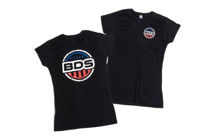 BDS Suspension - BDS Suspension These USA-proud 4.3oz premium quality 100% cotton pre-shrunk black t-shirts are available in sizes Small to XL with BDS logo in red, white &amp; blue.</sp