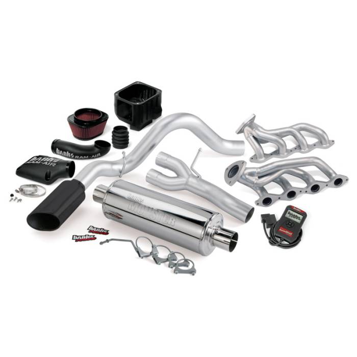 Banks Power - Banks Power 02 Chevy 4.8-5.3L 1500-ECSB PowerPack System - SS Single Exhaust w/ Black Tip - 48061-B