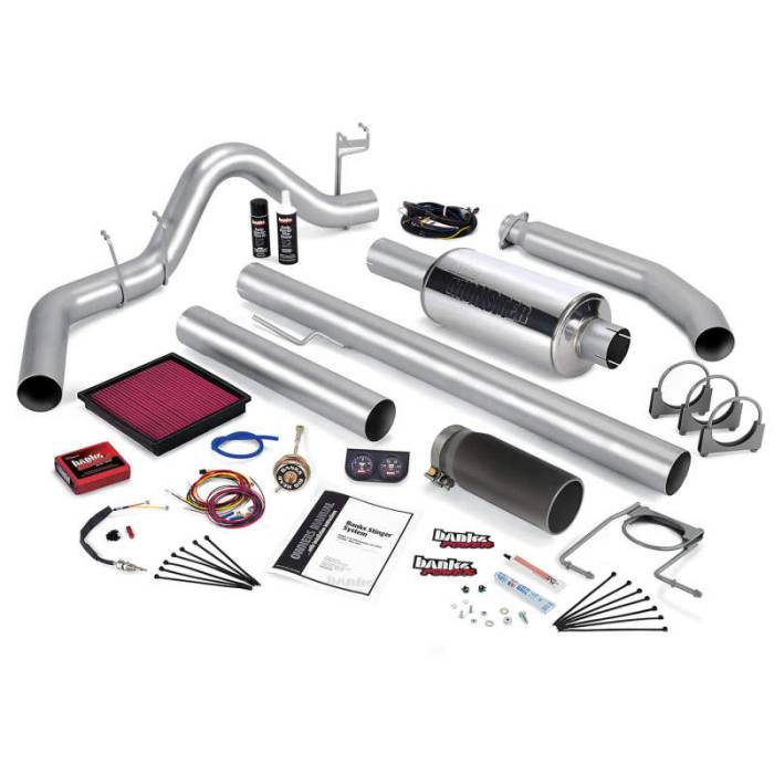 Banks Power - Banks Power 01 Dodge 5.9L 235Hp Ext Cab Stinger System - SS Single Exhaust w/ Black Tip - 49370-B