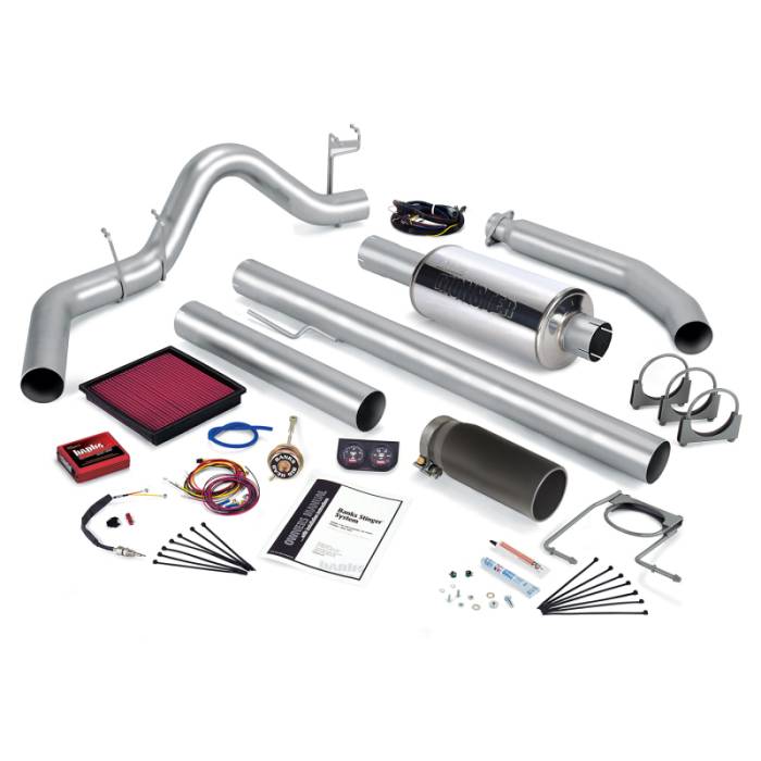 Banks Power - Banks Power 02 Dodge 5.9L 245Hp Std Cab Stinger System - SS Single Exhaust w/ Black Tip - 49371-B