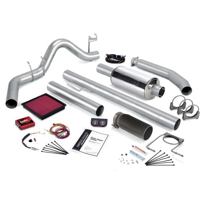 Banks Power - Banks Power 02 Dodge 5.9L 235Hp Std Cab Stinger System - SS Single Exhaust w/ Black Tip - 49373-B