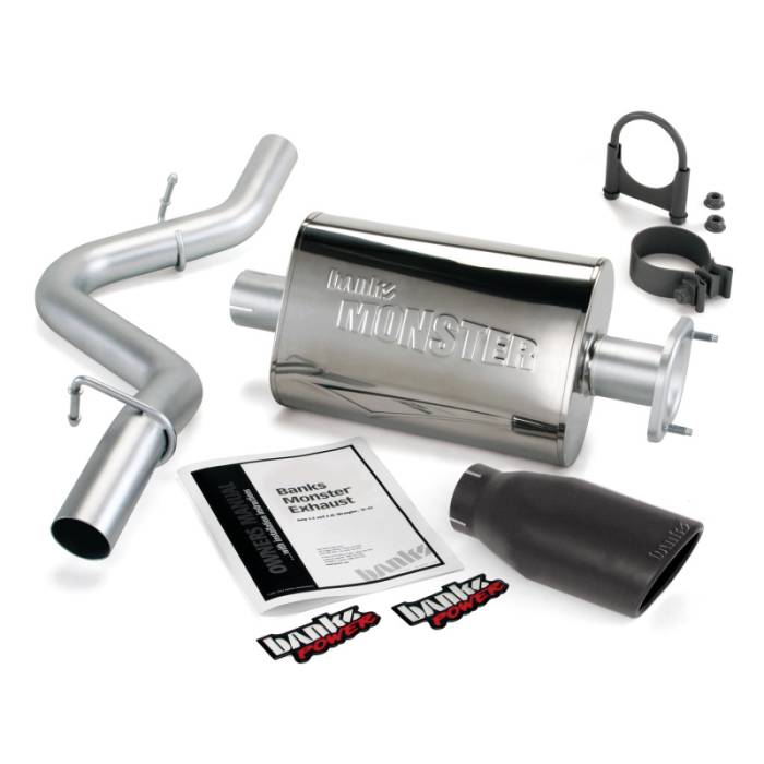 Banks Power - Banks Power 00-03 Jeep 2.5/4.0L Wrangler w/ 2-Bolt Cat Monster Exh Sys - SS Single Exh w/ Blk Tip - 51313-B