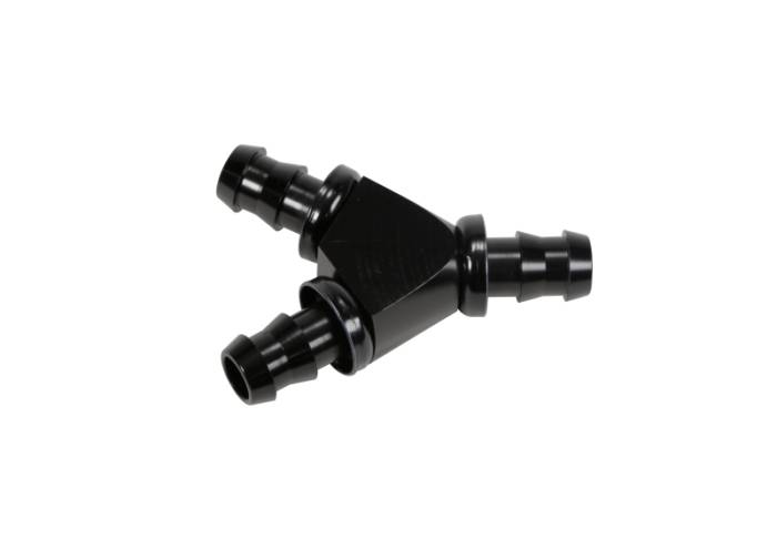 Fleece Performance - Fleece Performance 1/2in Black Anodized Aluminum Y Barbed Fitting (For -8 Pushlock Hose) - FPE-FIT-Y08-BLK