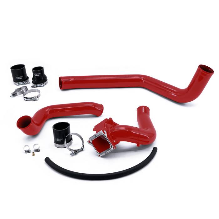 HSP Diesel - HSP Diesel 2004.5-2005 Chevrolet / GMC Intercooler Charge Pipe Bundle Flag Red - 282-HSP-BR