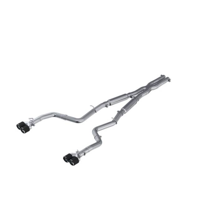 MBRP - MBRP 15-16 Dodge Challenger RT 5.7L T304 SS 3in Dual Rear Cat-back CF Quad Tips - Street - S71153CF