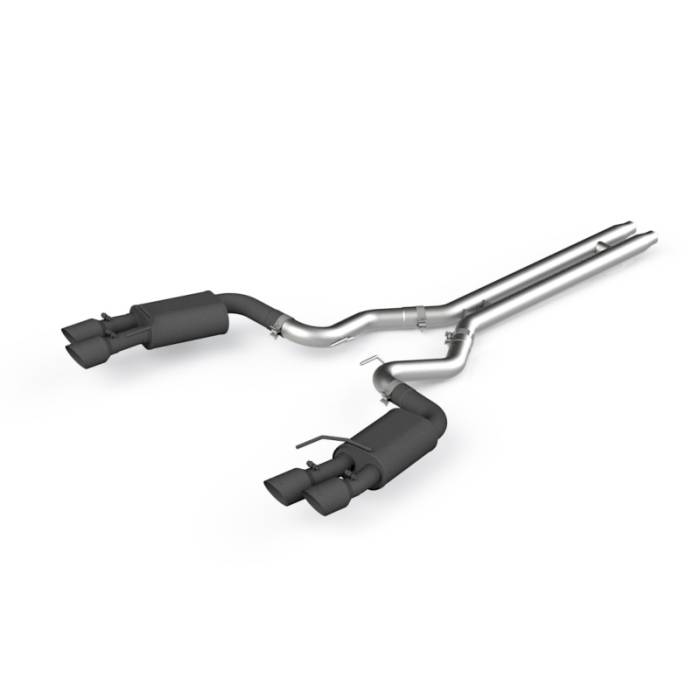 MBRP - MBRP 18-19 Ford Mustang GT 5.0 3in Dual Split Rear Cat Back w/ Quad 4in Dual Wall Tips- Black Coated - S7205BLK