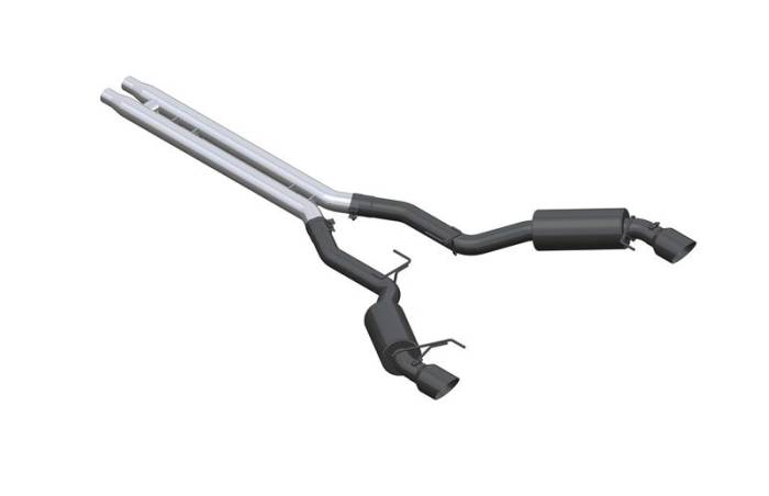 MBRP - MBRP 15 Ford Mustang GT 5.0 3in Cat Back Dual Split Rear Street Version 4.5in Tips - Black Coated - S7277BLK