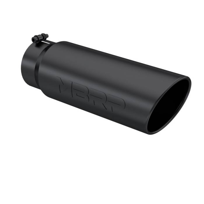 MBRP - MBRP Universal Tip 6in OD Angled Rolled End 5in Inlet 18in Length Black Finish Exhaust - T5125BLK