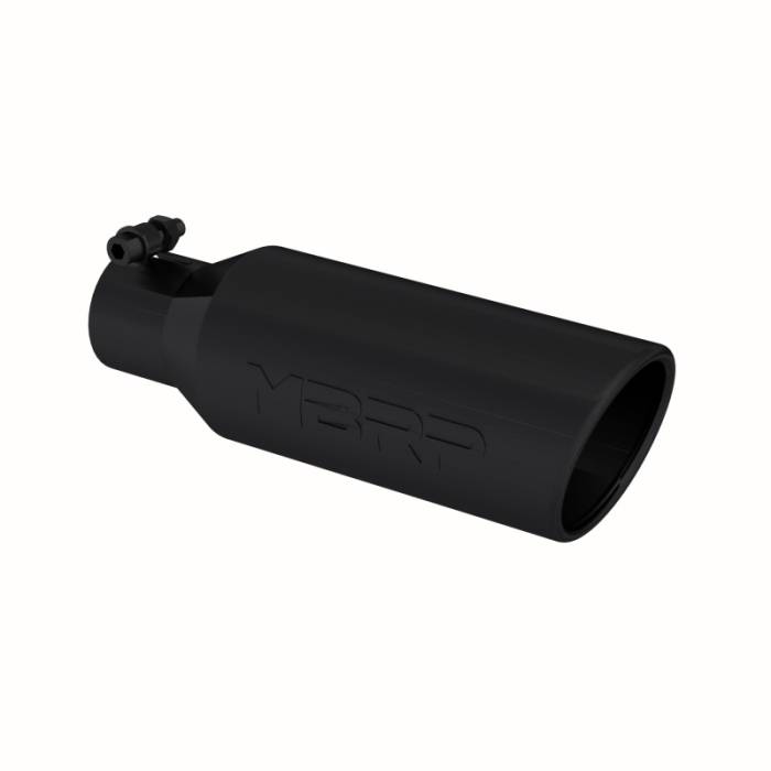 MBRP - MBRP Universal Tip 4in O.D. Angled Rolled End 2.5in inlet 12in length Black - T5150BLK