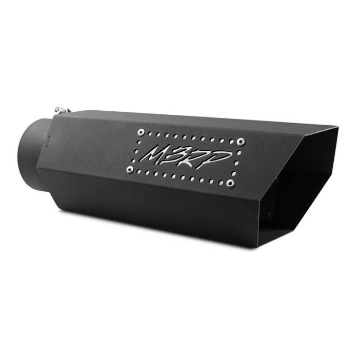 MBRP - MBRP Universal Hex Tip 4in Inlet 16in Length w/ Logo - Black Coated - T5164BLK