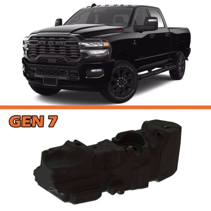 Titan Fuel Tanks - Titan Fuel Tanks 25-26 RAM 2500/3500 Cummins 4WD Crew Cab Short Bed 52 Gallon XXL Mid-Ship Fuel Tank - 7030125