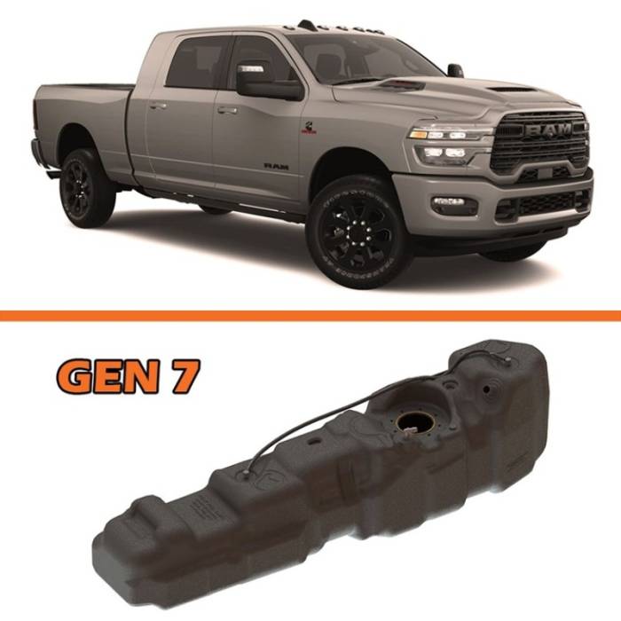 Titan Fuel Tanks - Titan Fuel Tanks 25-26 RAM 2500/3500 Cummins Mega Cab Short Bed 50 Gallon XXL Mid-Ship Fuel Tank - 7030225