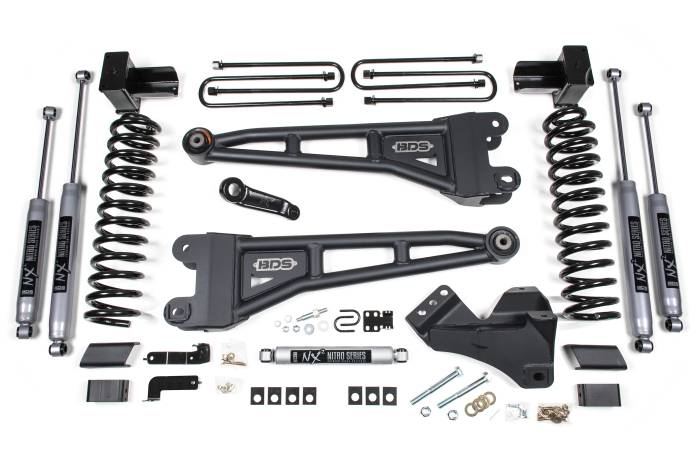 BDS Suspension - BDS Suspension Improve the ride on your 2017-2019 Ford F350 Dually "DRW" Super Duty gas truck with this 4-inch radius arm lift kit from BDS Suspension. Designed to improve stance, performance, and capability, this kit includes everything necessary to s
