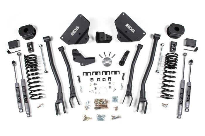 BDS Suspension - BDS Suspension Built to outperform, BDS Suspension engineered a 4-inch lift kit with 4-Link conversion for your 2014-2018 RAM 2500 diesel powered truck that will surely impress. Works on trucks with factory rear air ride option. Designed to improve sta