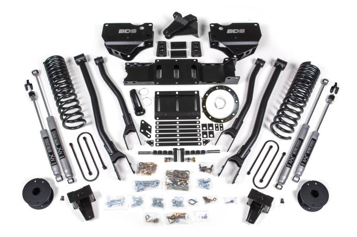 BDS Suspension - BDS Suspension Up the ante of your RAM 3500 diesel truck equipped with factory rear air ride to the next level with this 6-inch 4-Link lift kit from BDS. Designed to improve stance, performance, and capability, this kit includes everything necessary to