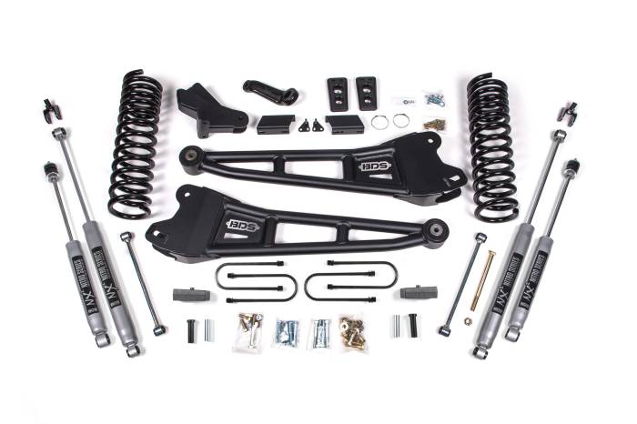 BDS Suspension - BDS Suspension Upgrade the ride and style of your 2013-2018 RAM 3500 diesel powered truck by installing this 4-inch radius arm lift kit from BDS Suspension. Designed to improve stance, performance, and capability, this kit includes everything necessary