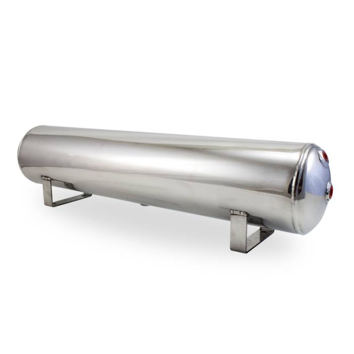 Air Lift - Air Lift 4 Gal Alum Tank - (2) 1/4in (2) 3/8in End & 1/4in Drain - 30in L X 6in D - Polished - 12955