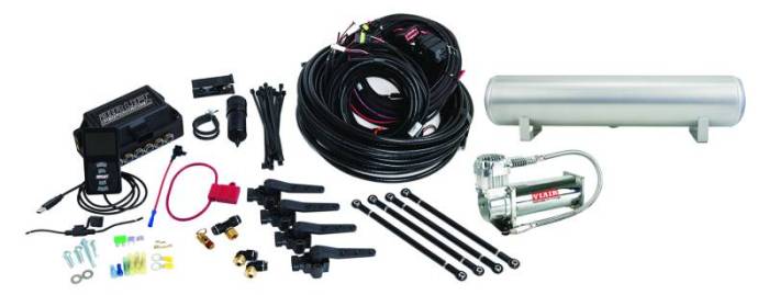 Air Lift - Air Lift Performance 3H (3/8 Air Line 4 Gal 5-Port  Raw Aluminum Tank VIAIR 444C Comp) - 27697