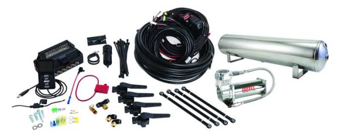 Air Lift - Air Lift Performance 3H (3/8 Air Line 4 Gal 5-Port  Polished Aluminum Tank VIAIR 444C Comp) - 27797