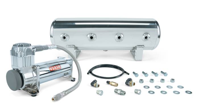 Air Lift - Air Lift 2.5 Gal. Polished Tank w/ Viair 444c Chrome Compressor (Incl. Fittings & Mounting Hardware) - 27801
